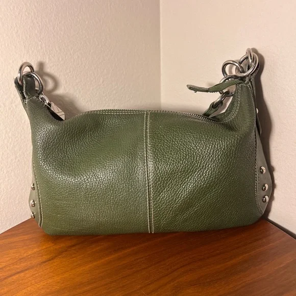 Furla Green Leather Studded Shoulder Bag - Picture 4 of 16